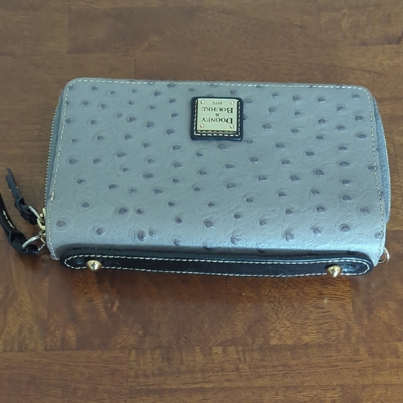 Dooney & Bourke Gray Ostrich Leather Handbag - Picture 5 of 8